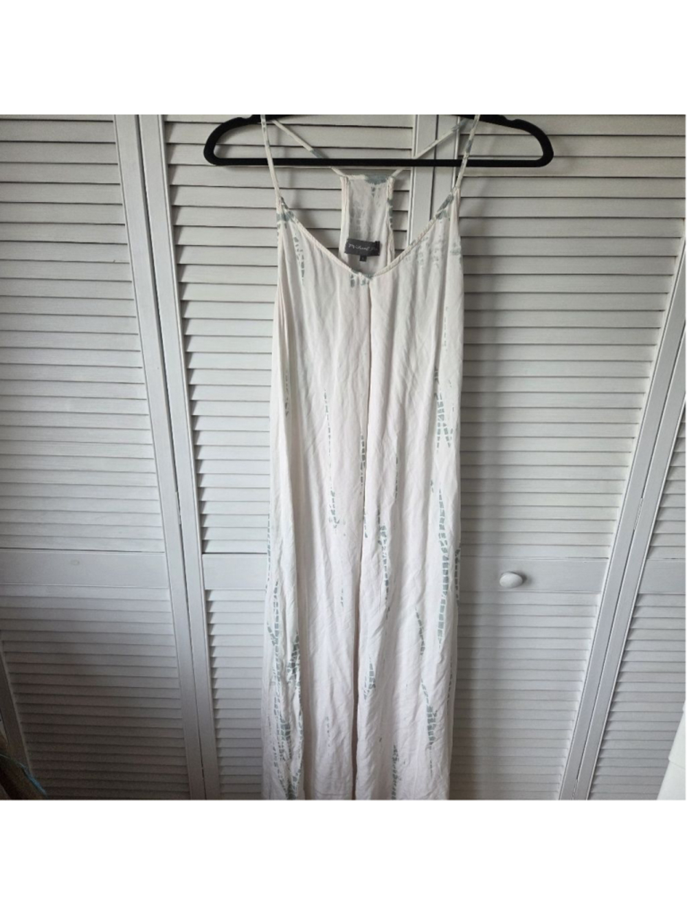 Women's Michael Stars White & Sage Tie-Dye Maxi Dress L
